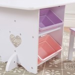 Masuta copii cu inimioare, cu doua scaunele din lemn si spatii de depozitare- Heart Kidkraft Table